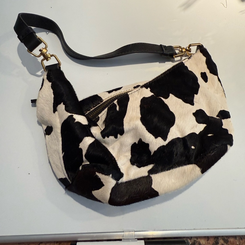 Stylish Black and White Cow Print Women's Bag
